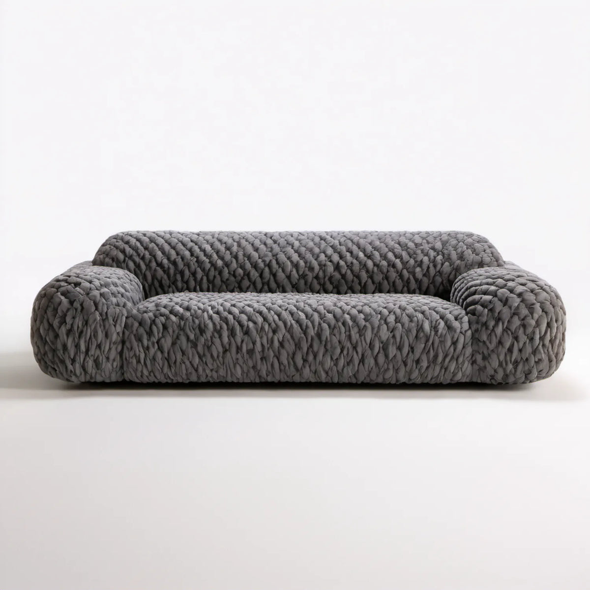Zaokrąglona sofa dwuosobowa ciemnoszara 210 x 100 x 72 cm