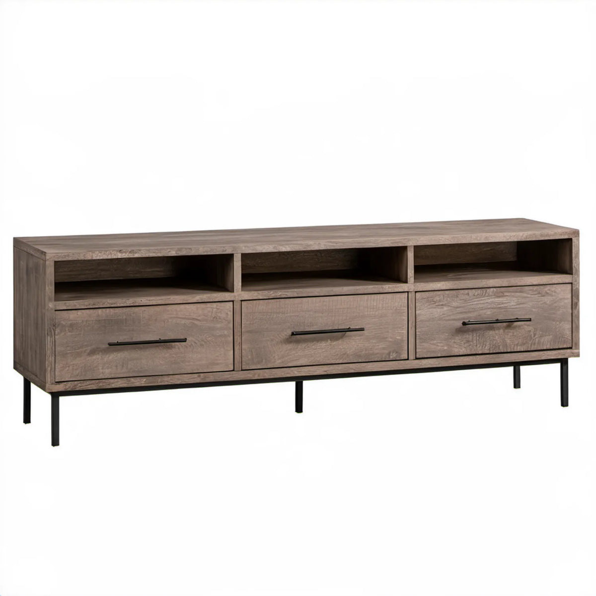 Szafka RTV z MDF szarobrązowa/czarna 160 x 40 x 60 cm