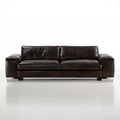 Trzyosobowa sofa z ekoskóry PU ciemnobrązowa ze srebrnymi nóżkami, 220 x 95 x 85 cm