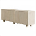 Beżowa szafka RTV z ryflowanymi frontami MDF 160 x 40 x 75 cm