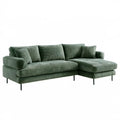 Zielona sofa narożna z prawostronnym szezlongiem, sztruksowa, 250 × 160 × 85 cm