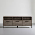 Szafka RTV w stylu loftowym, ciemny dąb/czarny, 160 × 40 × 65 cm