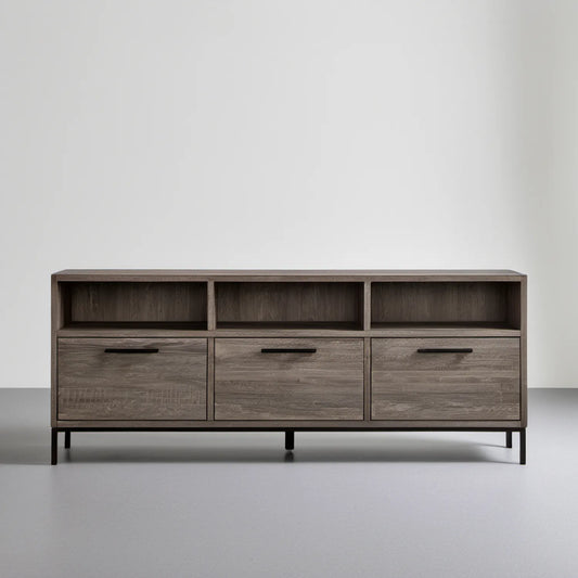 Szafka RTV w stylu loftowym, ciemny dąb/czarny, 160 × 40 × 65 cm