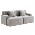Jasnoszara sofa modułowa 2-osobowa ze sztruksową tapicerką, 200 x 100 x 75 cm