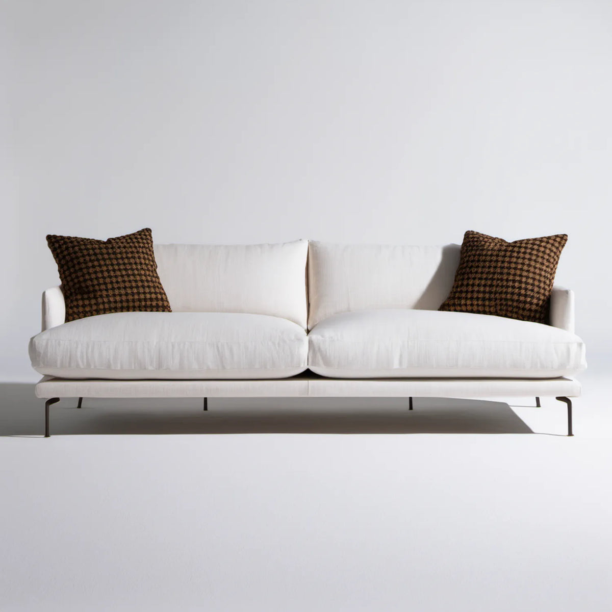 Kremowa sofa dwuosobowa z tkaniny poliestrowej 200 x 90 x 78 cm