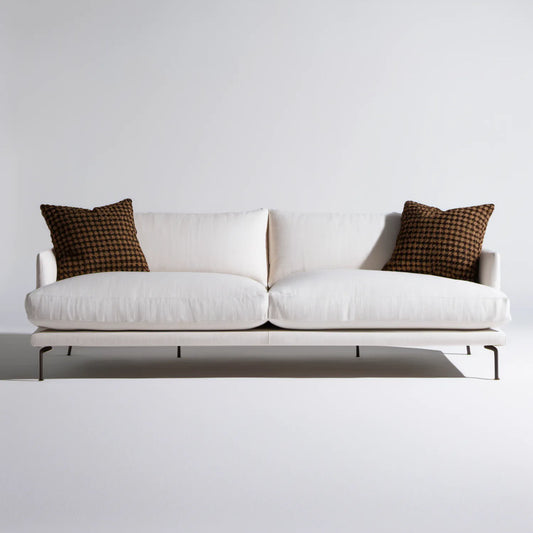 Kremowa sofa dwuosobowa z tkaniny poliestrowej 200 x 90 x 78 cm