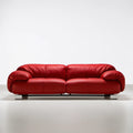 Czerwona sofa trzyosobowa ze skóry syntetycznej PU 220 × 95 × 85 cm