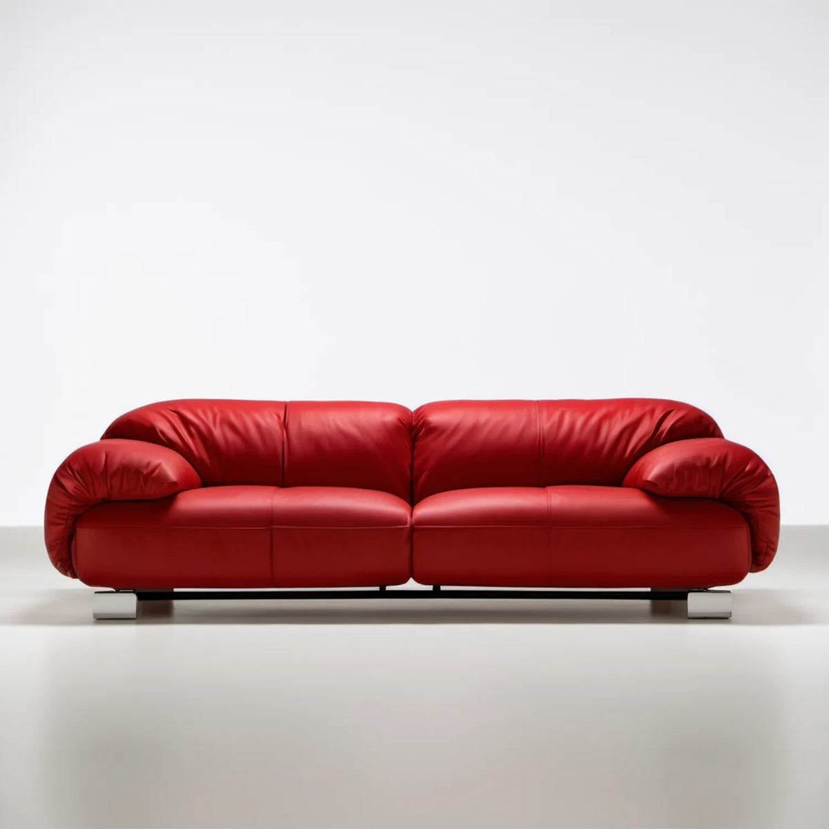 Czerwona sofa trzyosobowa ze skóry syntetycznej PU 220 × 95 × 85 cm