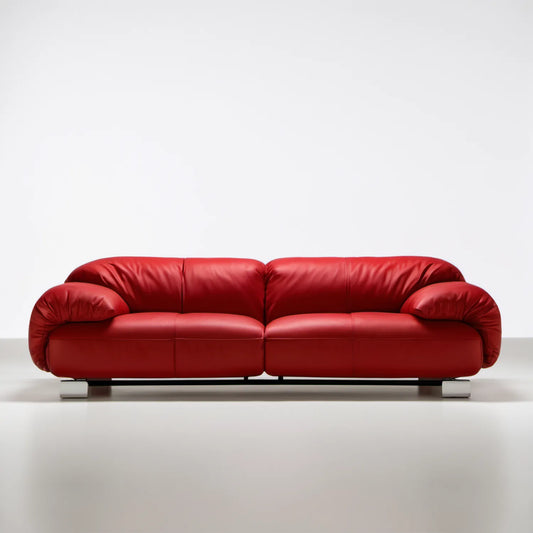 Czerwona sofa trzyosobowa ze skóry syntetycznej PU 220 × 95 × 85 cm