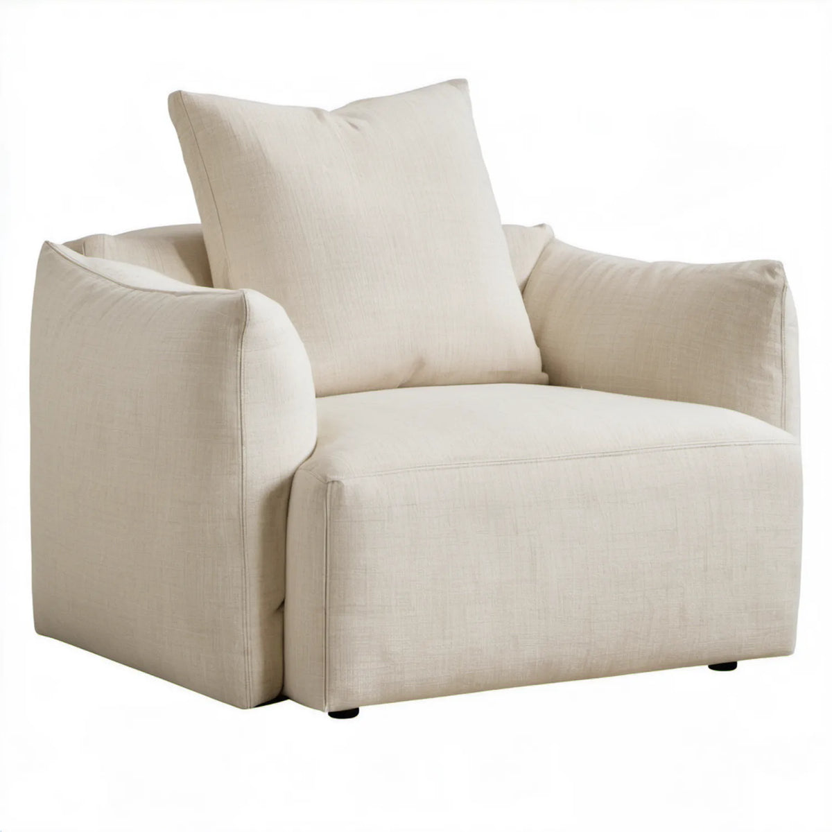 Kremowy fotel tapicerowany poliestrem 90 x 93 x 85 cm