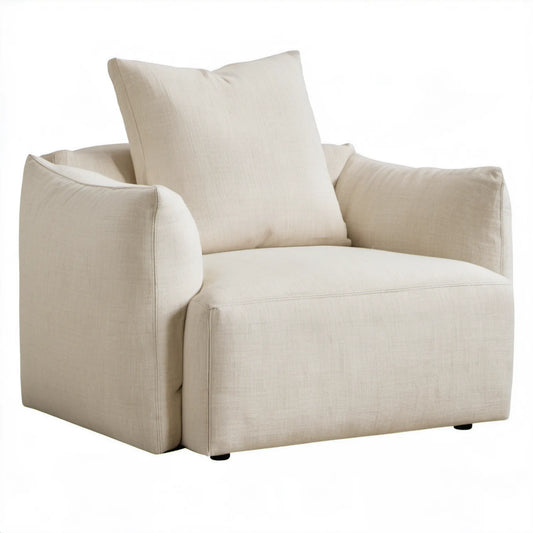 Kremowy fotel tapicerowany poliestrem 90 x 93 x 85 cm