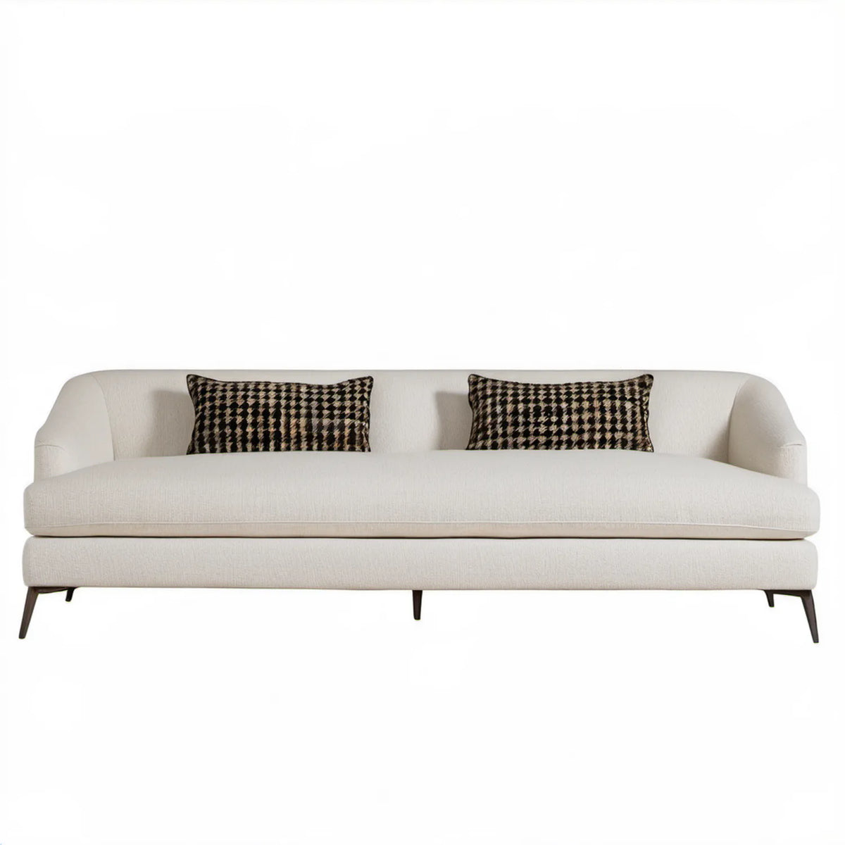 Trzyosobowa sofa kremowa z czarnymi nogami, 220 x 93 x 83 cm