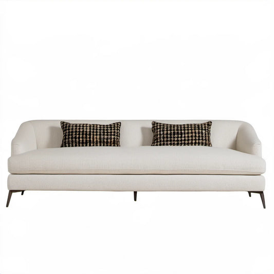Trzyosobowa sofa kremowa z czarnymi nogami, 220 x 93 x 83 cm