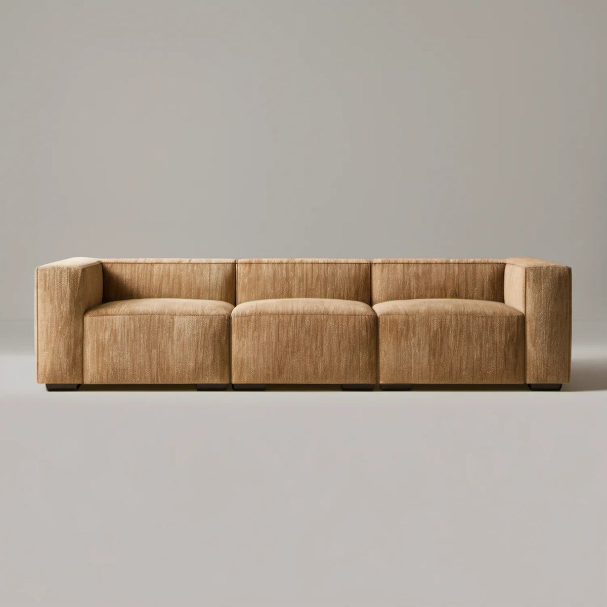 Trzyosobowa sofa ze sztruksu poliestrowego, beżowa, 240 × 95 × 72 cm
