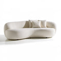 Trzyosobowa sofa zaokrąglona z tapicerką bouclé, kremowa, 230 x 100 x 75 cm