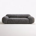 Zaokrąglona sofa dwuosobowa ciemnoszara 210 x 100 x 72 cm