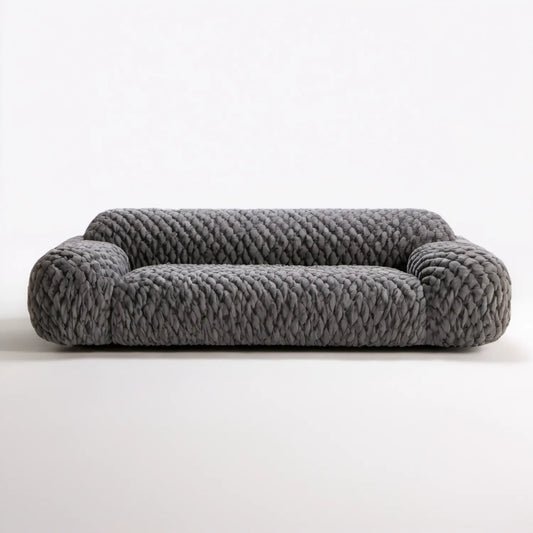 Zaokrąglona sofa dwuosobowa ciemnoszara 210 x 100 x 72 cm