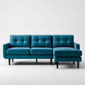 Prawostronna sofa narożna 3-osobowa z szezlongiem, aksamitna tapicerka Petrol, 250 x 160 x 85 cm