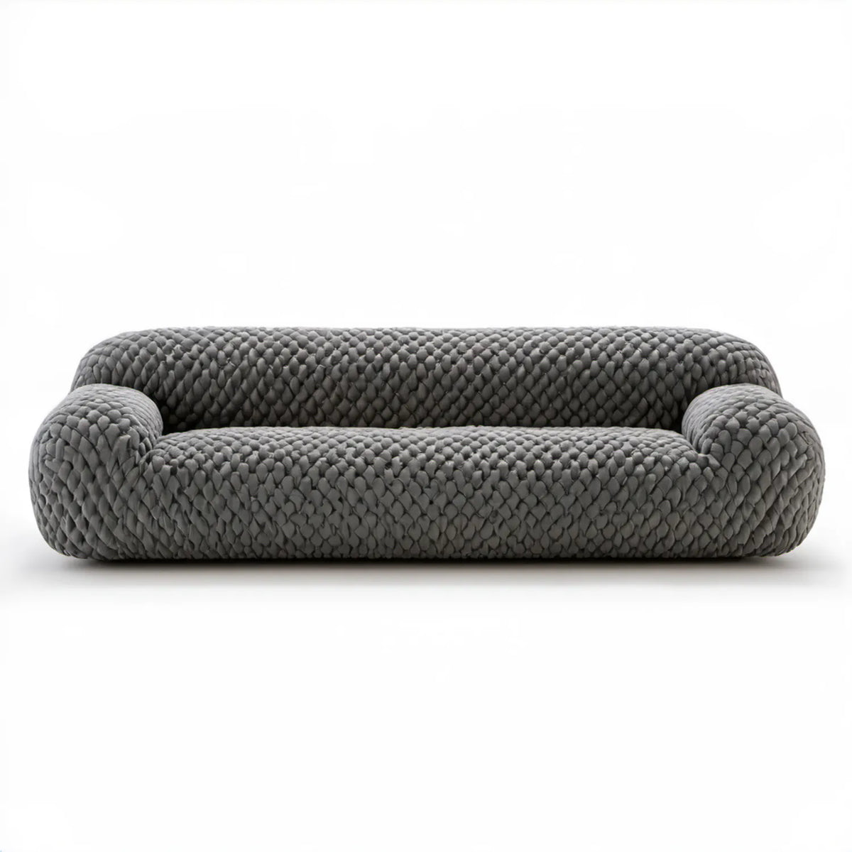Dwuosobowa sofa tapicerowana z plecionego poliestru, ciemnoszara, 180 x 95 x 78 cm