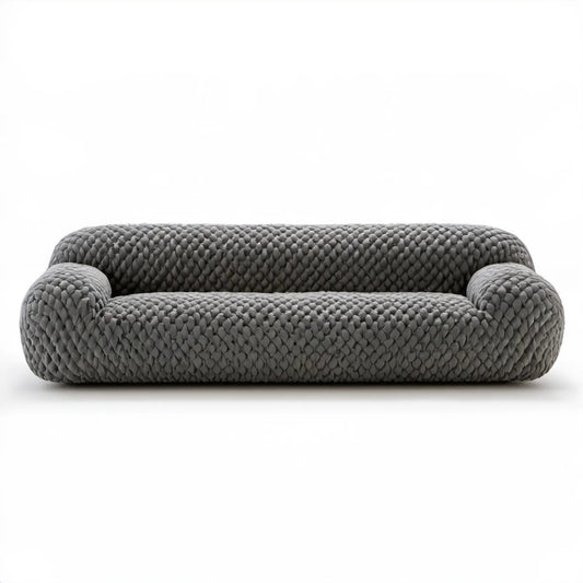 Dwuosobowa sofa tapicerowana z plecionego poliestru, ciemnoszara, 180 x 95 x 78 cm