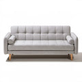 Trzyosobowa sofa tapicerowana jasnoszara z drewnianymi nogami 210 x 90 x 88 cm