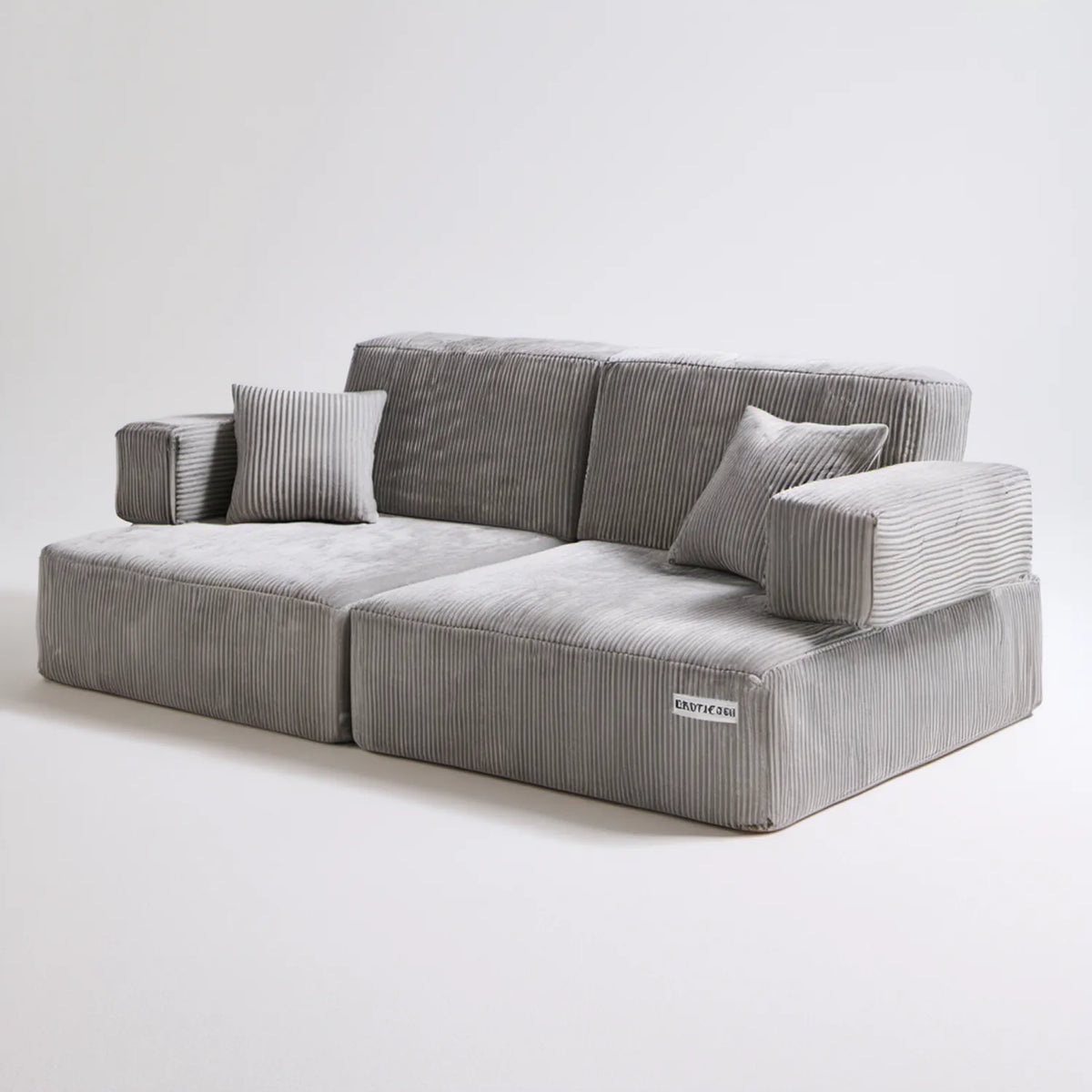 Dwuosobowa sofa modułowa z szarego sztruksu 220 x 110 x 78 cm